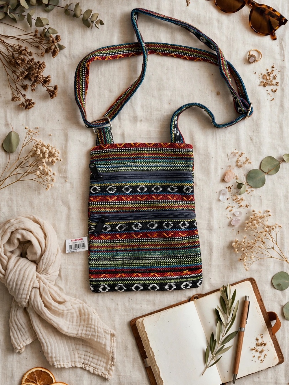 Bohemian Multicolor Woven Crossbody Bag